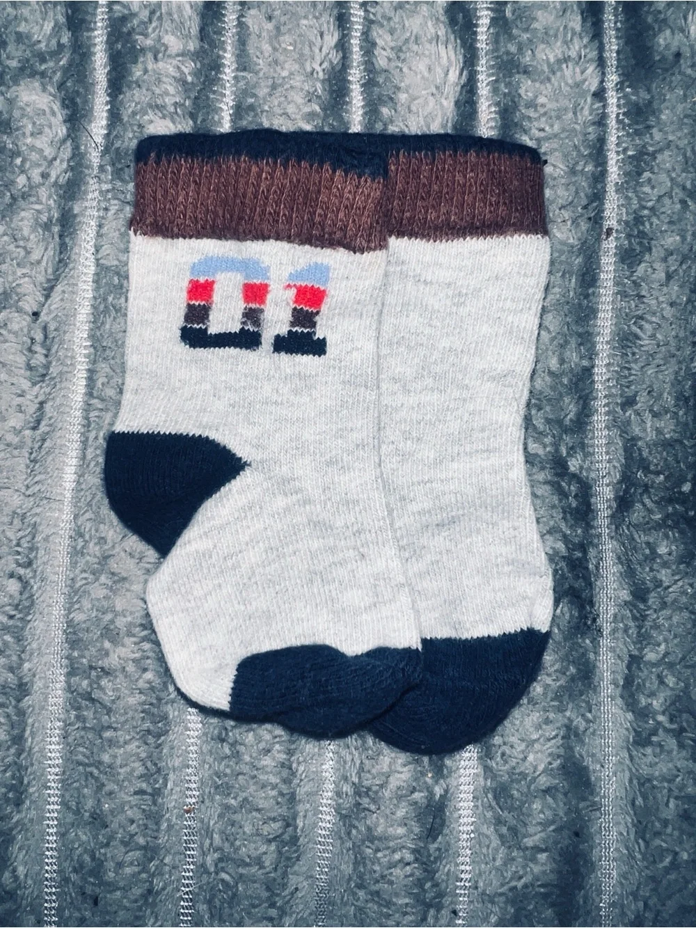 Assorted Baby Boys Non-Slip Socks - Blue, White, Gray, Teal Stripes